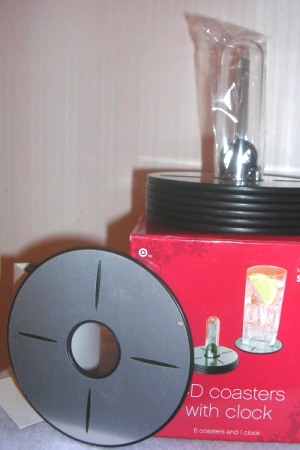 (image for) Coasters CD Shaped Coasters with LCD Clock - Click Image to Close